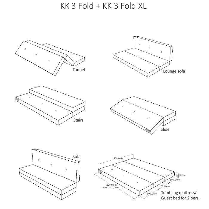 Foldemadras XL, Mørkeblå m. Sort