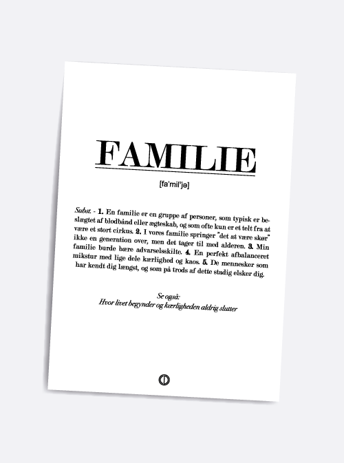 Familiedefinition, A5-kort