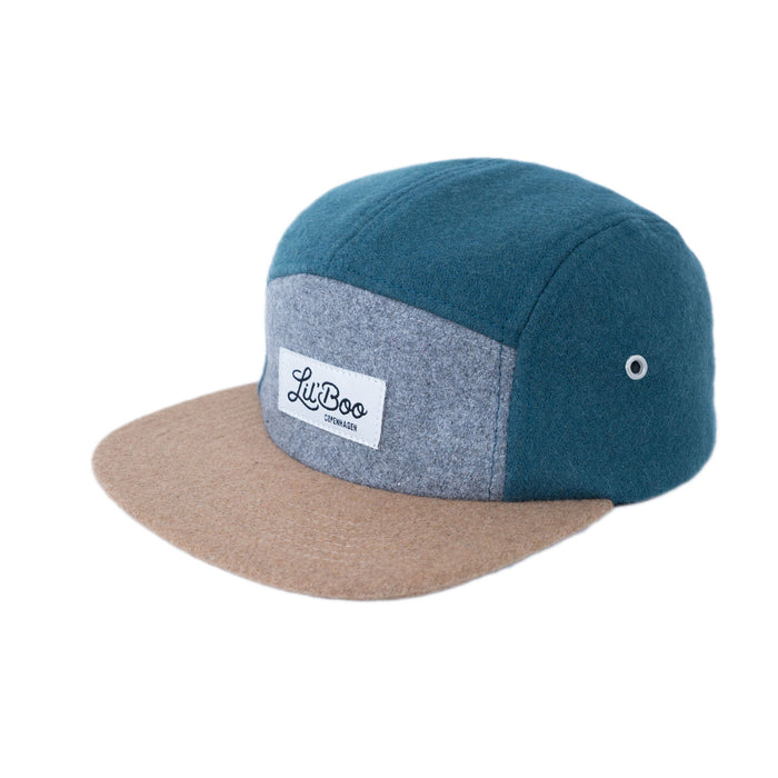 Kasket, blokuld 5-panel - Grøn (str. L, 4-7 år)