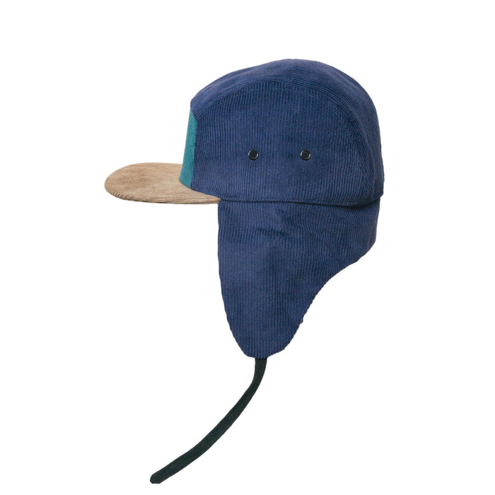 Kasket, Corduroy blok 5-panel med ører - Grøn (Størrelse M, 1,5-3 år)