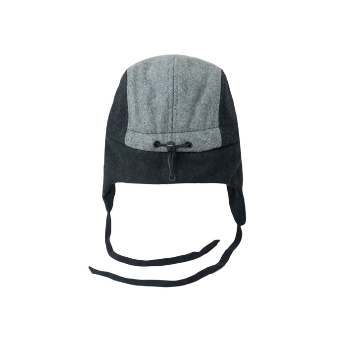 Kasket, Uldblok 5-panel med ører - Grå/Blå (Størrelse M, 1,5-3 år)